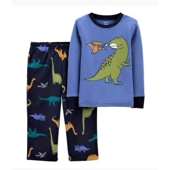 CARTERS Boys Sz 8 Dinosaur Print Snug Fitting Lounge Pajamas 3 Pc Set NEW NWT - Picture 3 of 7